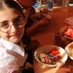 school feeding, school meal program in Armenia, young girl eating school lunch