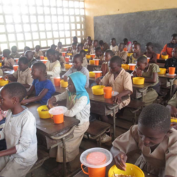 School canteen in Togo where students gather for lunch.