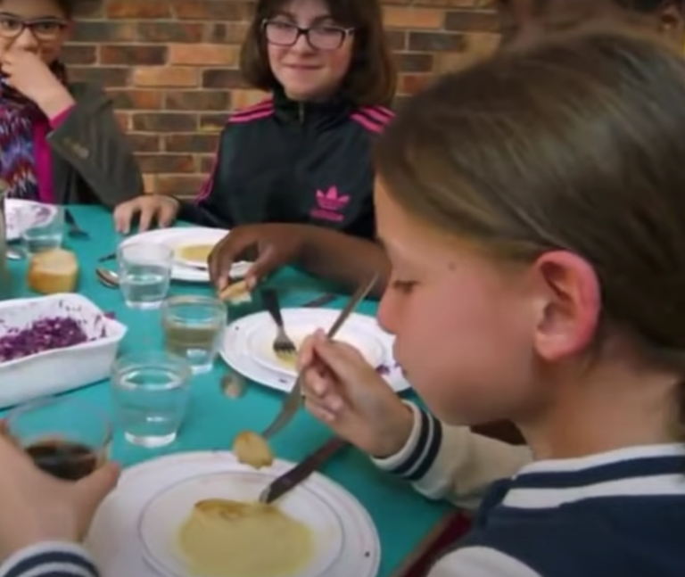 School Lunch in France screenshot from Michael Moore documentary